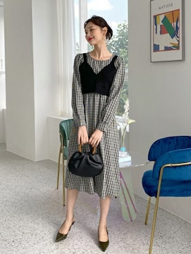 「DHOLIC（ディーホリック）のアイテム（ワンピース/ドレス）」を使った、ディーホリックさん（レディース・163cm）の秋コーディネート