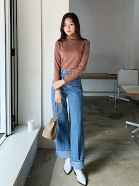 「ハイネックトップス」｜ディーホリックさん（レディース・163cm）の秋コーディネート