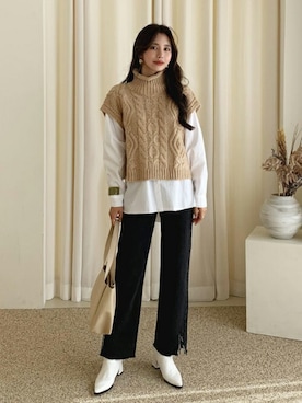 「DHOLIC（ディーホリック）のアイテム（ベスト）」を使った、ディーホリックさん（レディース・164cm）の秋コーディネート