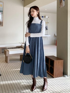 「DHOLIC（ディーホリック）の新作10％OFF（Tシャツ/カットソー）」を使った、ディーホリックさん（レディース・163cm）の秋コーディネート