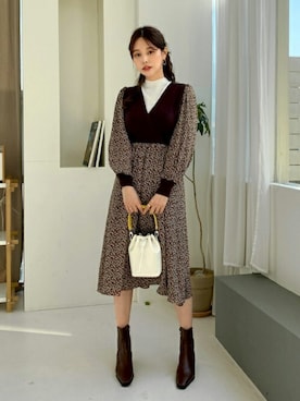 「DHOLIC（ディーホリック）のアイテム（ワンピース）」を使った、ディーホリックさん（レディース・165cm）の秋コーディネート