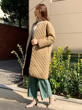 「アイテム（ダウンジャケット/コート、ベージュ系）」を使った、ディーホリックさん（レディース・163cm）の秋コーディネート