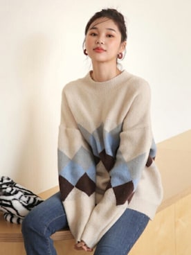 「DHOLIC（ディーホリック）のアイテム（デニムパンツ）」を使った、ディーホリックさん（レディース・163cm）の冬コーディネート