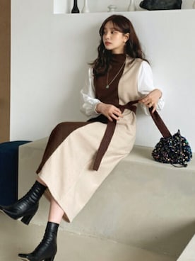 「DHOLIC（ディーホリック）のアイテム（ワンピース/ドレス）」を使った、ディーホリックさん（レディース・165cm）の冬コーディネート