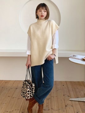 「DHOLIC（ディーホリック）のアイテム（ベスト）」を使った、ディーホリックさん（レディース・165cm）の冬コーディネート