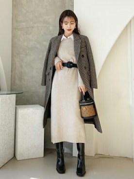 「DHOLIC（ディーホリック）のアイテム（ダウンジャケット/コート）」を使った、ディーホリックさん（レディース・164cm）の冬コーディネート