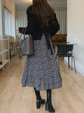 「セットアップスタイル」｜「アイテム（ワンピース/ドレス）」を使った、ディーホリックさん（レディース・162cm）の冬コーディネート