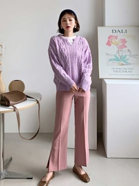 「DHOLIC（ディーホリック）のアイテム（スラックス）」を使った、ディーホリックさん（レディース・165cm）の冬コーディネート
