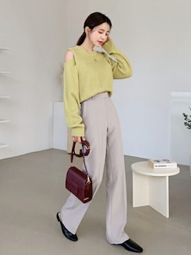 「DHOLIC（ディーホリック）のアイテム（スラックス）」を使った、ディーホリックさん（レディース・164cm）の冬コーディネート