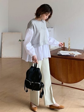 「スラックスパンツ」｜ディーホリックさん（レディース・165cm）の冬コーディネート