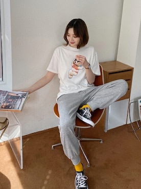 「DHOLIC（ディーホリック）のアイテム（スウェットパンツ）」を使った、ディーホリックさん（レディース・165cm）の春コーディネート