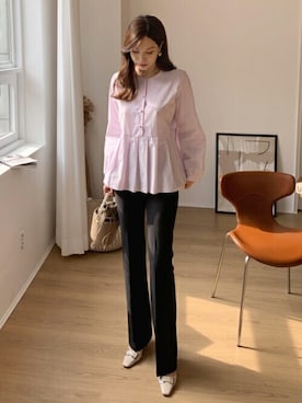 「DHOLIC（ディーホリック）のアイテム（スラックス）」を使った、ディーホリックさん（レディース・165cm）の春コーディネート