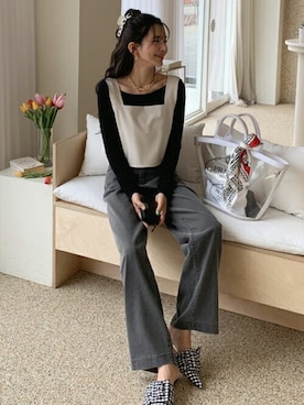 「DHOLIC（ディーホリック）のアイテム（ベスト）」を使った、ディーホリックさん（レディース・164cm）の春コーディネート