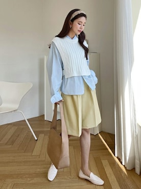 「DHOLIC（ディーホリック）のアイテム（ベスト）」を使った、ディーホリックさん（レディース・164cm）の春コーディネート