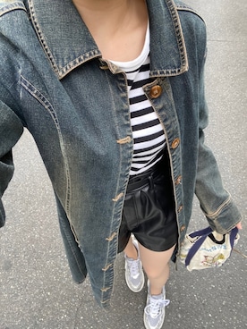 「アイテム（デニムジャケット）」を使った、akariさん（レディース・153cm）の春コーディネート