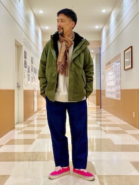 「coen（コーエン）のアイテム（モッズコート）」を使った、coenむらたさん（メンズ・173cm）の冬コーディネート