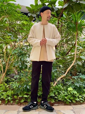 「USAコットン」｜「アイテム（スラックス）」を使った、coenむらたさん（メンズ・173cm）の春コーディネート