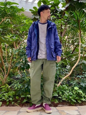 「USAコットン」｜「アイテム（マウンテンパーカー）」を使った、coenむらたさん（メンズ・173cm）の春コーディネート