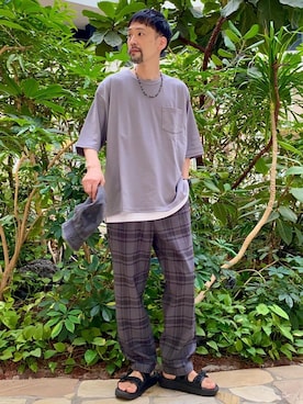 「coen（コーエン）のアイテム（スラックス）」を使った、coenむらたさん（メンズ・173cm）の春コーディネート