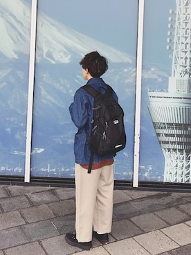 「柄シャツ」｜「アイテム（カバーオール）」を使った、yuheiさん（メンズ・163cm）の秋コーディネート