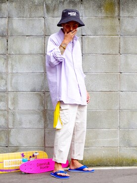 「STORES.jp（ストアーズドットジェーピー）のアイテム（シャツ/ブラウス）」を使った、PUBLICATIONさん（メンズ・168cm）の夏コーディネート