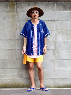 「STORES.jp（ストアーズドットジェーピー）のアイテム（シャツ/ブラウス）」を使った、PUBLICATIONさん（メンズ・168cm）の夏コーディネート