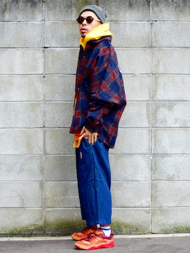 「STORES.jp（ストアーズドットジェーピー）のアイテム（ニットキャップ/ビーニー）」を使った、PUBLICATIONさん（メンズ・168cm）の冬コーディネート