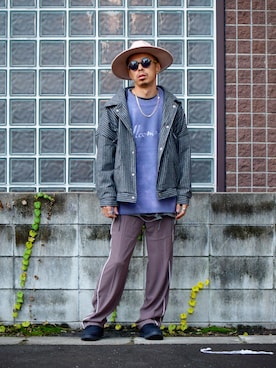 「ストライプ」｜「アイテム（ブルゾン）」を使った、PUBLICATIONさん（メンズ・168cm）の冬コーディネート