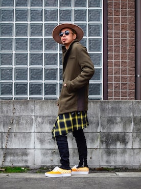 「アイテム（ピーコート）」を使った、PUBLICATIONさん（メンズ・168cm）の冬コーディネート