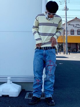 「POLO RALPH LAUREN（ポロ ラルフ ローレン）のアイテム（ポロシャツ、イエロー系）」を使った、たっくん(インスタメイン)さん（メンズ・168cm）の春コーディネート