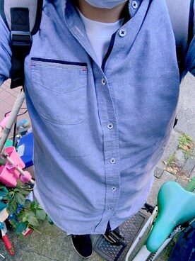 「不明のアイテム（シャツ/ブラウス、ブルー系）」を使った、Kazuki  Teraokaさん（メンズ・169cm）の春コーディネート