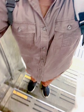 「UNIQLO（ユニクロ）のエアリズムコットンオーバーサイズTシャツ（5分袖）（Tシャツ/カットソー、ブラウン系）」を使った、Kazuki  Teraokaさん（メンズ・169cm）の夏コーディネート