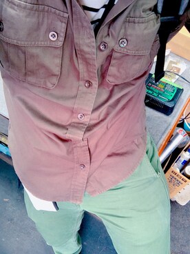 「七分袖シャツのアイテム（シャツ/ブラウス、グリーン系）」を使った、Kazuki  Teraokaさん（メンズ・169cm）の夏コーディネート