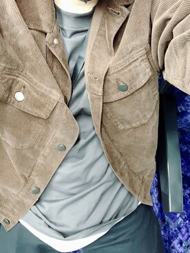 「UNIQLO（ユニクロ）のエアリズムコットンオーバーサイズTシャツ（5分袖）（Tシャツ/カットソー）」を使った、Kazuki  Teraokaさん（メンズ・170cm）の秋コーディネート