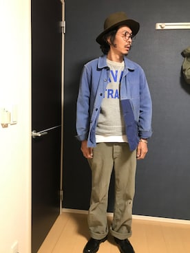 「古着好きな人と繋がりたい」｜「アイテム（カバーオール）」を使った、kazu570123さん（メンズ・180cm）の冬コーディネート