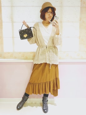 「Sassy（サッシー）のアイテム」を使った、林娃娃さん（レディース・166cm）の秋コーディネート