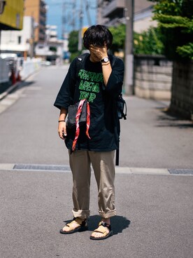 「Gramicci（グラミチ）のアイテム（サンダル）」を使った、Kojiさん（メンズ・171cm）の夏コーディネート