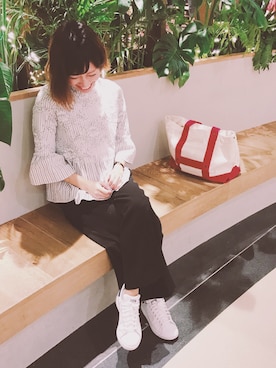 「Three Four Time（ｽﾘｰﾌｫｰﾀｲﾑ）のアイテム（パンツ）」を使った、あづさん（レディース・157cm）の冬コーディネート