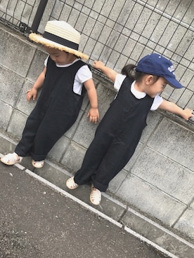 「アイテム（サロペット/オーバーオール）」を使った、akiさん（キッズ・90cm）の夏コーディネート