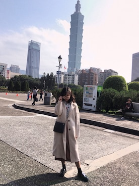 「アイテム（ダッフルコート）」を使った、Yuqi Liuさん（レディース・155cm・10代）の冬コーディネート