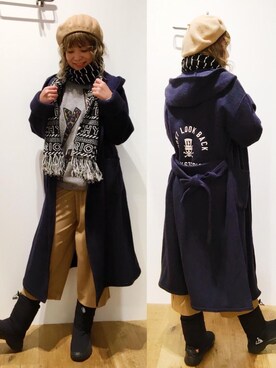 「ビッグサイズコーデ」｜「アイテム（トレンチコート）」を使った、happachinさん（レディース・164cm）の秋コーディネート