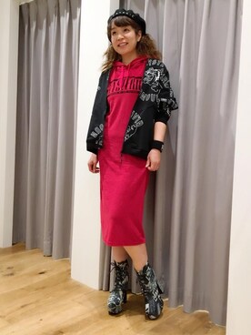 「ベレー」｜「アイテム（ブルゾン）」を使った、happachinさん（レディース・164cm）の夏コーディネート