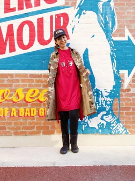 「HYSTERIC GLAMOUR（ヒステリックグラマー）のアイテム（ステンカラーコート）」を使った、happachinさん（レディース・164cm）の冬コーディネート