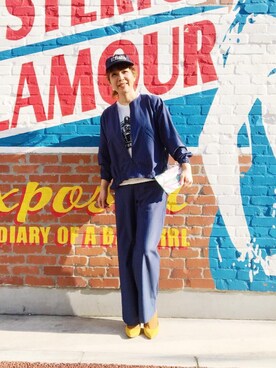 「アイテム（ポーチ）」を使った、happachinさん（レディース・164cm）の春コーディネート