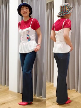 「ぺプラム」｜「アイテム（帽子）」を使った、happachinさん（レディース・164cm）の春コーディネート
