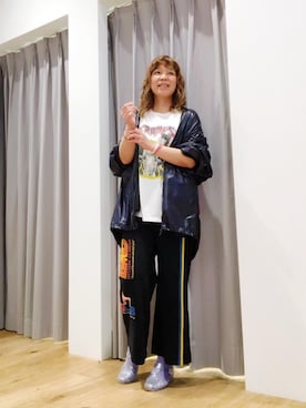 「ビックＴシャツ」｜「アイテム（ジャケット/アウター）」を使った、happachinさん（レディース・164cm）の春コーディネート