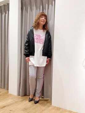 「ビックＴシャツ」｜「アイテム（ジャケット/アウター）」を使った、happachinさん（レディース・164cm）の夏コーディネート