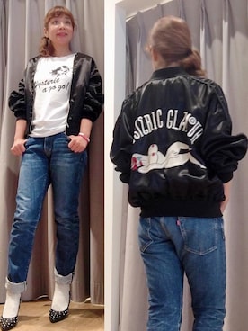 「スタッフセンバツ」｜「アイテム（スカジャン）」を使った、happachinさん（レディース・164cm）の秋コーディネート