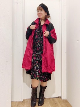 「刺繍」｜「アイテム（ミリタリージャケット）」を使った、happachinさん（レディース・164cm）の秋コーディネート