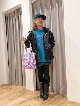 「HYSTERIC GLAMOUR（ヒステリックグラマー）のHYS WHISKY柄 刺繍キャップ（キャップ）」を使った、happachinさん（レディース・164cm）の秋コーディネート